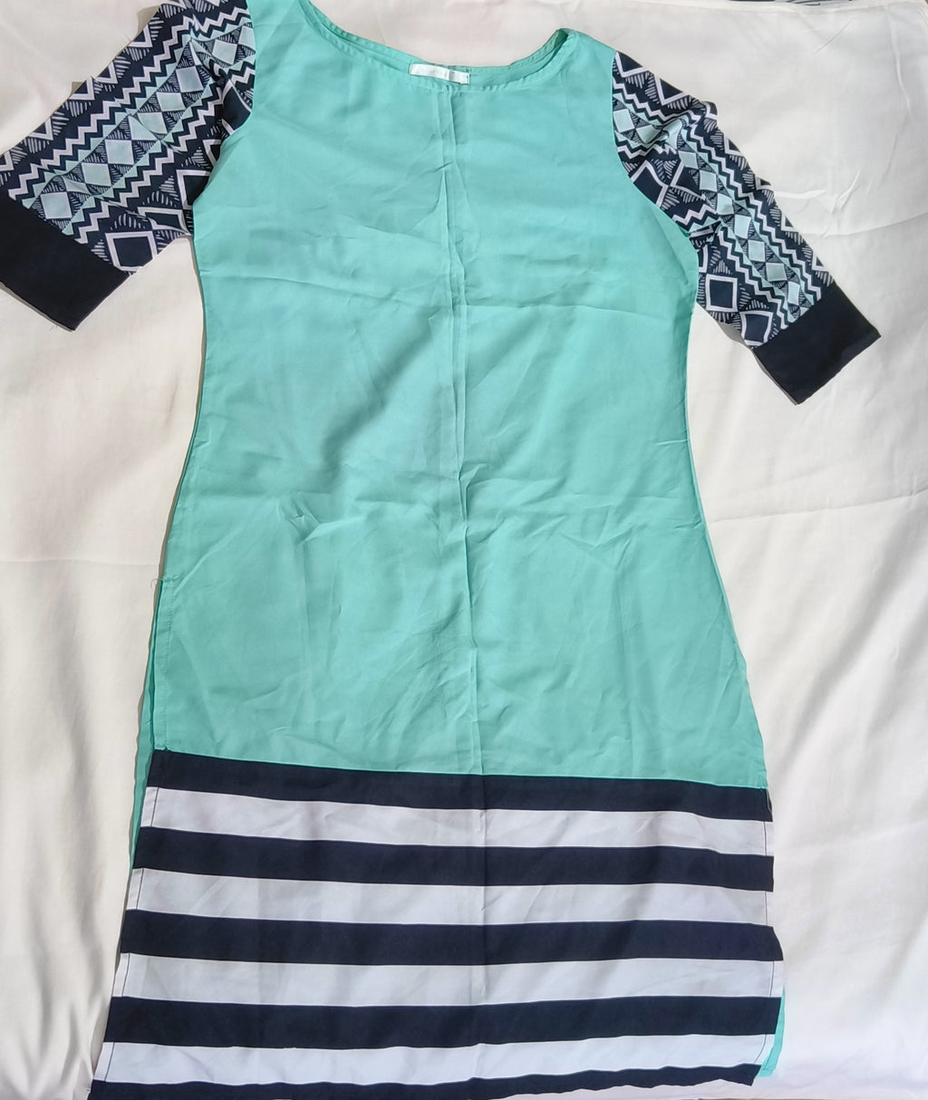 Teal Green & Black Kurta Size M