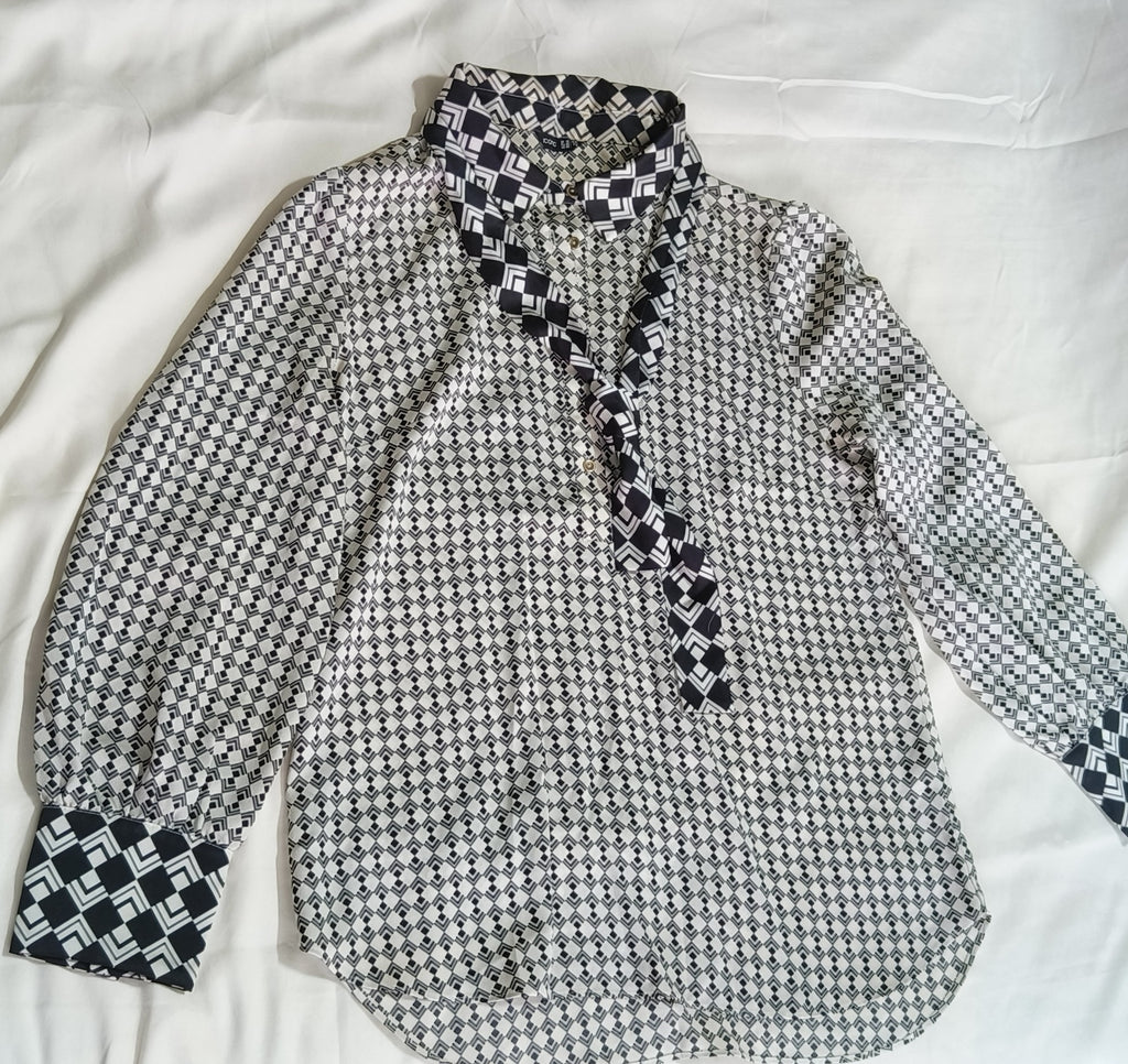 Black & Off-white Formal Top
