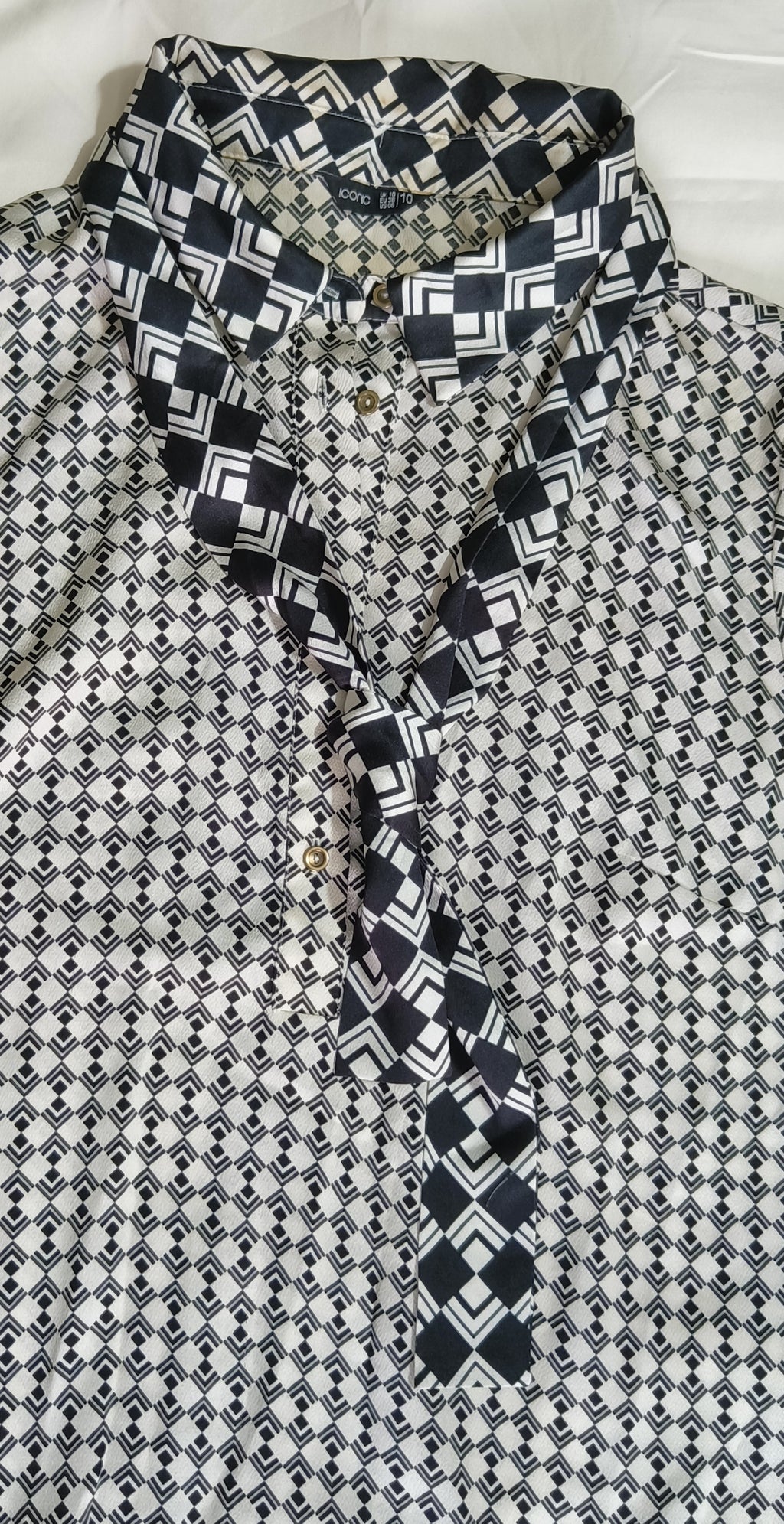 Black & Off-white Formal Top