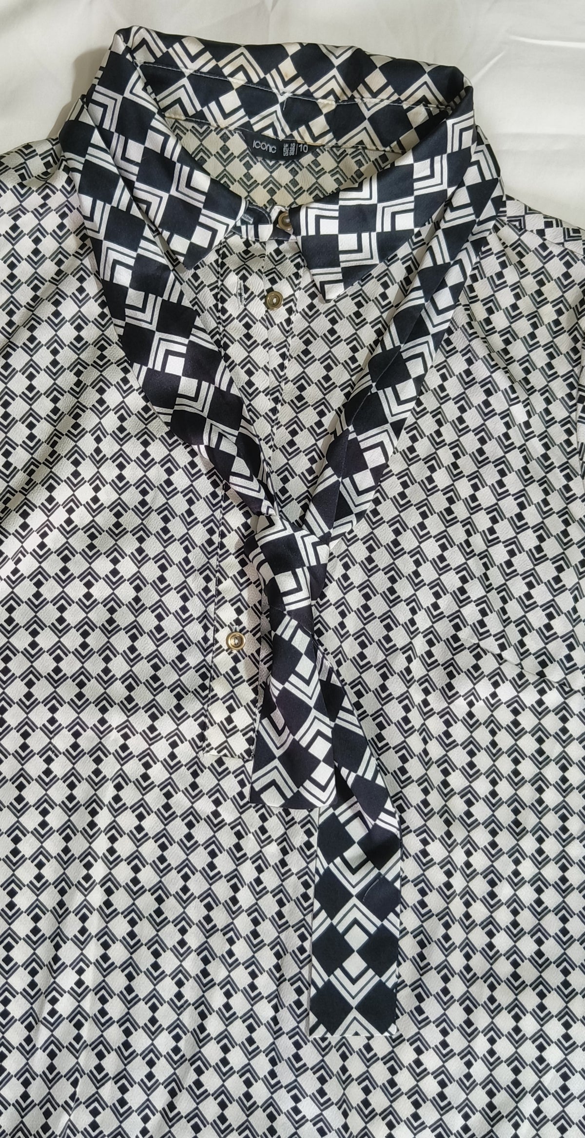Black & Off-white Formal Top