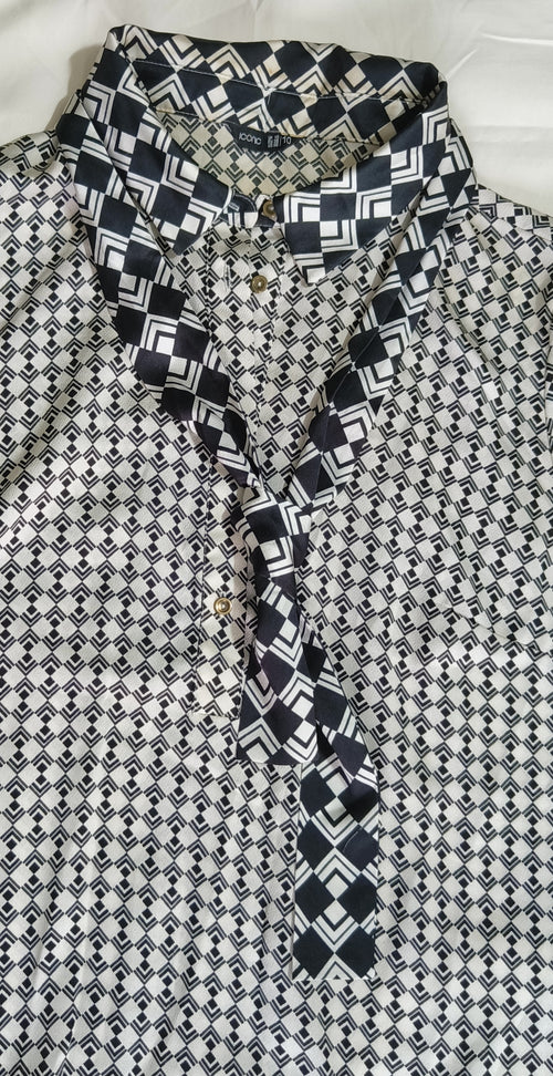 Black & Off-white Formal Top