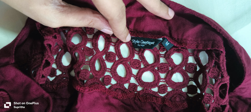 Maroon Boat Neck Top