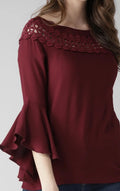 Maroon Boat Neck Top