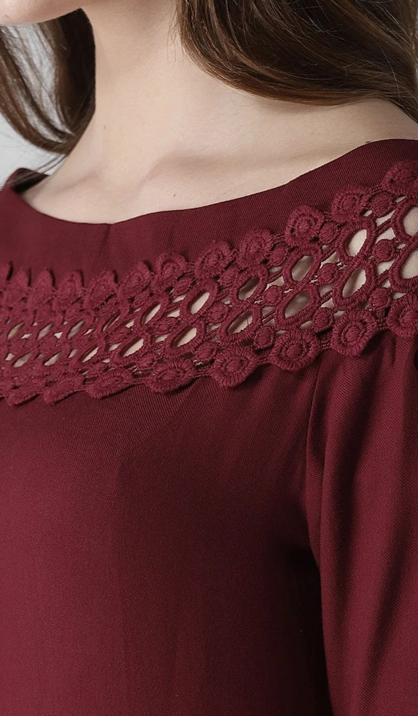 Maroon Boat Neck Top