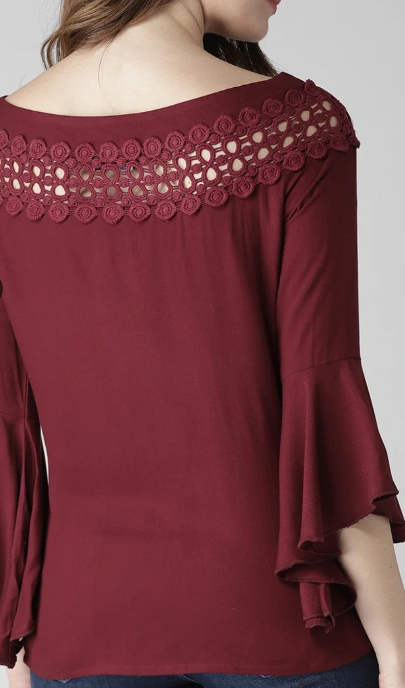 Maroon Boat Neck Top